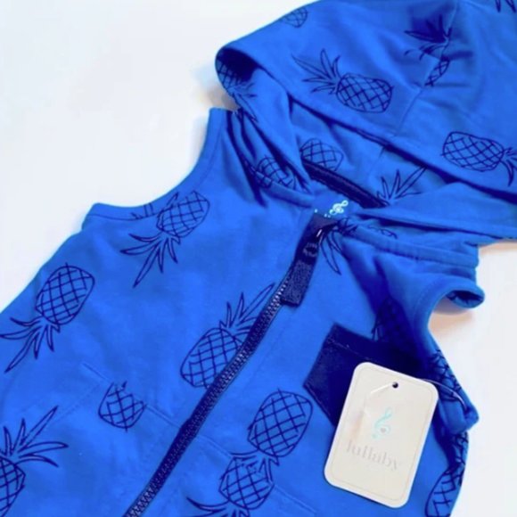 Lullaby Lane Hooded Sleeveless Onesie Pineapple Print Blue 3-6 months NEW - Picture 2 of 6